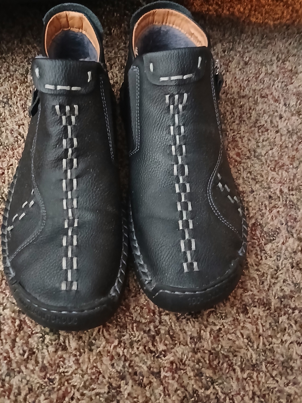 Black Leather Men’s Zip-Top Casual Boots - Picture 3 of 5
